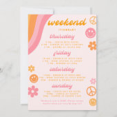 Dazed & Verlobt Pink & Orange Bachelorette 4 Tage Einladung (Rückseite)