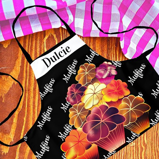 Dazzeln des Textmusters Warm Stack Muffins Koch Schürze
