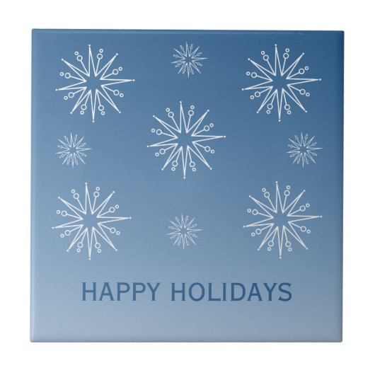 Dazzende Weihnachtsstars Tile, Blau Fliese (Vorderseite)