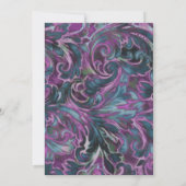 Dazzing Damask Lila und Aquamarin Einladung (Rückseite)