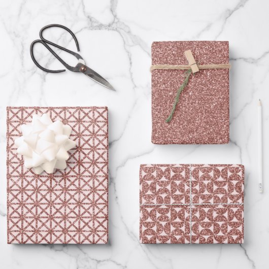 Dazzing Rose Gold Geschenkpapier Set (Vorderseite)