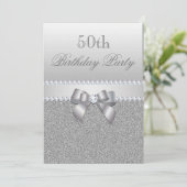 Dazzing Silver Birthday Party Einladung (Stehend Vorderseite)