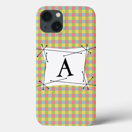 Dazzle Karo 'Monogram' iPad Mini Gehäuse vertikal Case-Mate iPhone Hülle (Rückseite)