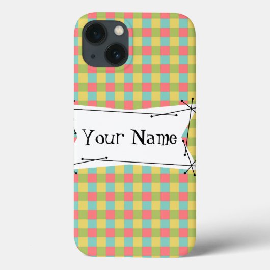 Dazzle Karo 'Name' iPad Mini Gehäuse vertikal Case-Mate iPhone Hülle (Rückseite)