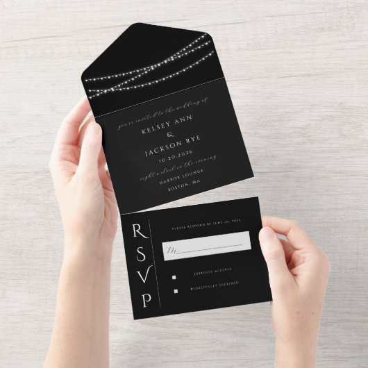 Dazzle Me Chic Wedding Save the Date All In One Einladung (Abreißen)