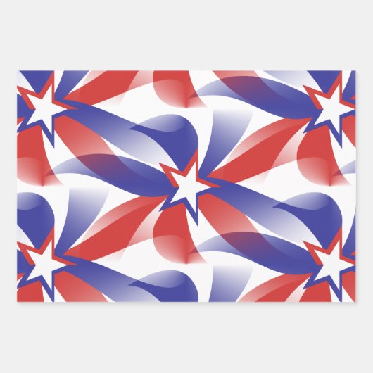 Dazzle Me Patriotic Stars - Red White Blue Geschenkpapier Set (Vorderseite 3)