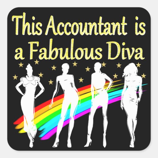 DAZZLING ACCOUNTANT DIVA DESIGN QUADRATISCHER AUFKLEBER (Vorderseite)