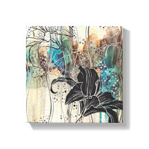 "Dazzling Black Bloom" 10" x 10"