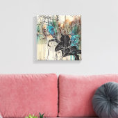 "Dazzling Black Bloom" 10" x 10" Leinwanddruck (Insitu (Wohnzimmer))