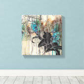 "Dazzling Black Bloom" 10" x 10" Leinwanddruck (Insitu (Holzboden))