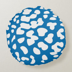 Dazzling Blau und Weiß Leopard Print Round Kissen