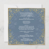 Dazzling Blue and Gold Wedding Einladung (Rückseite)
