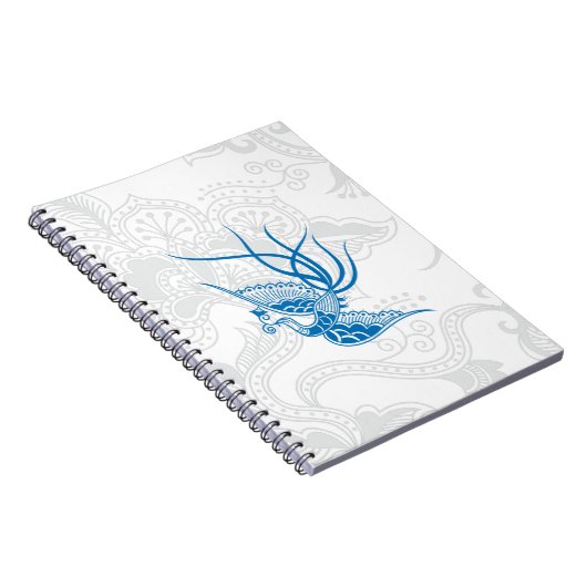 Dazzling Blue Bird & Floral Pattern Notebook Notizblock (Rechte Seite)