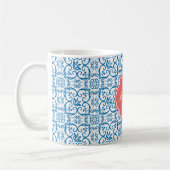 Dazzling Blue Damask Monogram Tasse (Links)