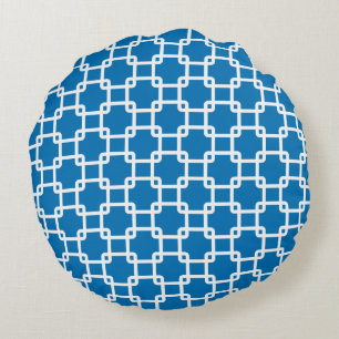 Dazzling Blue Square Link Runde Kissen