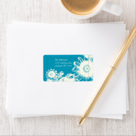 Dazzling Blue Vintag Blume Rücksendeadresse Adressaufkleber