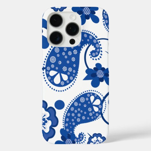 Dazzling Blue | White Chic Paisley Pattern Case-Mate iPhone Hülle (Rückseite)