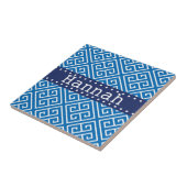 Dazzling Blue White Greece Key Muster Blauer Name Fliese (Seite)