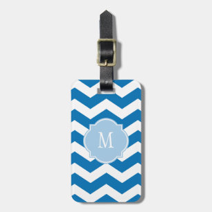 Dazzling Blue & White Zickzack Monogram Gepäckanhä Gepäckanhänger