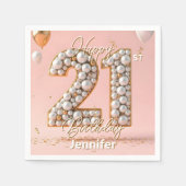 Dazzling Blush Pink and Pearl Gold 21st Birthday Serviette (Vorderseite)