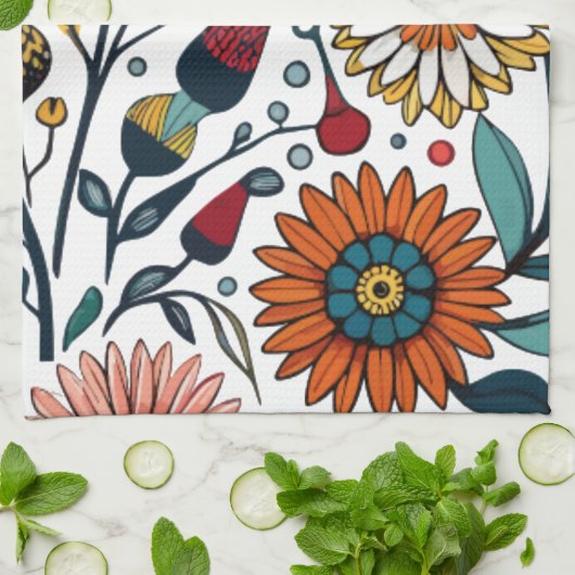 Dazzling Daisy Delight: Ein floraler Mode-Favorit Geschirrtuch (Gefaltet)