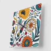 Dazzling Daisy Delight: Ein floraler Mode-Favorit Quadratische Wanduhr (Winkel)