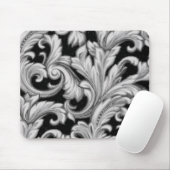 Dazzling Damask, Grau und Schwarz Mousepad (Mit Mouse)