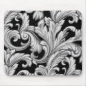 Dazzling Damask, Grau und Schwarz Mousepad (Vorne)