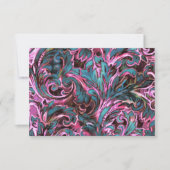 Dazzling Damask Pink Aquamarin-braune Antwortkarte RSVP Karte (Vorderseite)