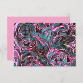 Dazzling Damask Pink Aquamarin-braune Antwortkarte RSVP Karte