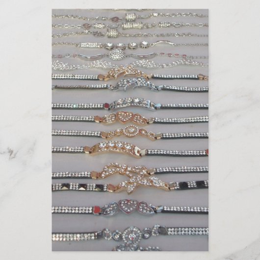 Dazzling dekorierte Diamant Kettenkunstschmuck Briefpapier (Vorderseite)