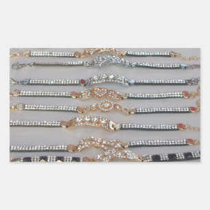Dazzling dekorierte Diamant Kettenkunstschmuck Rechteckiger Aufkleber