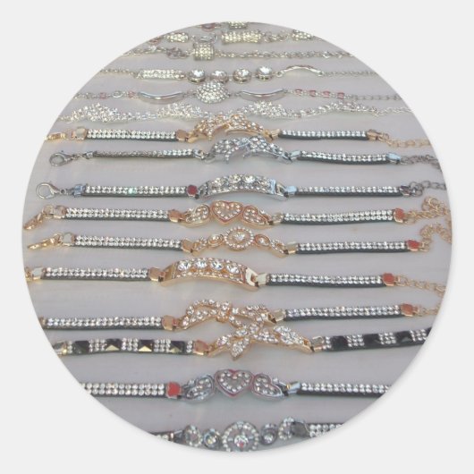 Dazzling dekorierte Diamant Kettenkunstschmuck Runder Aufkleber (Vorderseite)