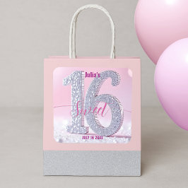 Dazzling Diamond 16 . Geburtstag Pink Glam Geburts Quadratischer Aufkleber