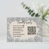 Dazzling Diamond QR Code Wedding RSVP Card Karte (Stehend Vorderseite)