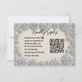 Dazzling Diamond QR Code Wedding RSVP Card Karte