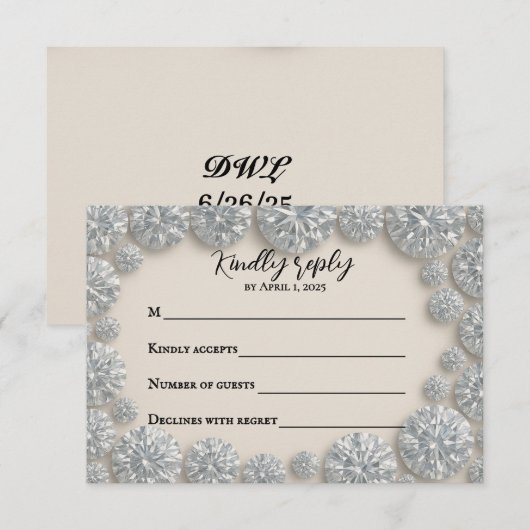 Dazzling Diamond Wedding RSVP Card (Vorne/Hinten)