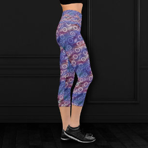 Dazzling Donuts Blue and Red Ombre Wave Capri Leggings