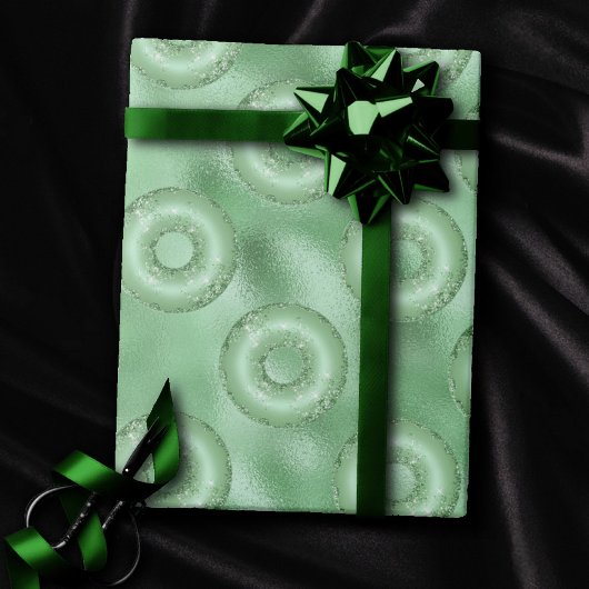 Dazzling Donuts | Neo Mint Green Funkelnd Pattern Geschenkpapier