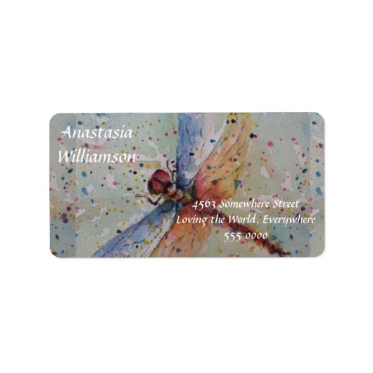 DÄZZLING FARBFARBIGE DRAGONFLY-ADRESSE ADRESSAUFKLEBER (Vorne)