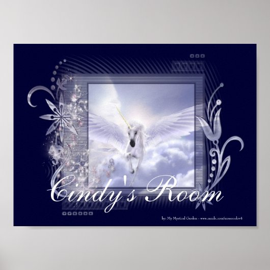 Dazzling Flying Unicorn individuell anpassbares Po Poster (Vorne)