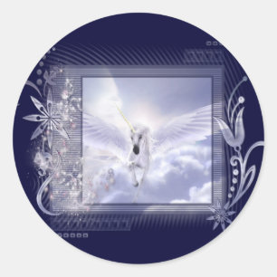 Dazzling Flying Unicorn Tag Series Runder Aufkleber