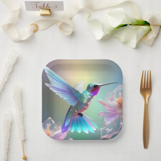 Dazzling Fusion: Regenbogenglas Hummingbird, Pappteller (Hochzeit)