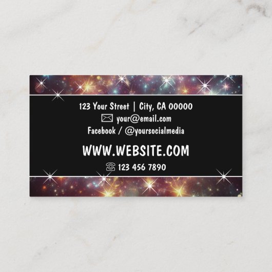 Dazzling Galaxy Nebula Glitzer Sparkling Stars Visitenkarte (Rückseite)