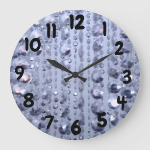 Dazzling Glittery Blue Beads Große Uhr