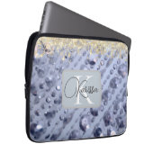 Dazzling Glittery Blue Beads Monogram Laptopschutzhülle (Vorne Rechts)