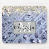 Dazzling Glittery Blue Beads Monogram Mousepad (Vorne)