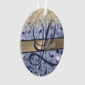 Dazzling Glittery Blue Beads Monogram Ornament (Vorderseite)