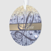 Dazzling Glittery Blue Beads Monogram Ornament (Vorderseite)