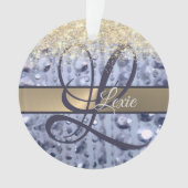 Dazzling Glittery Blue Beads Monogram Ornament (Vorderseite)
